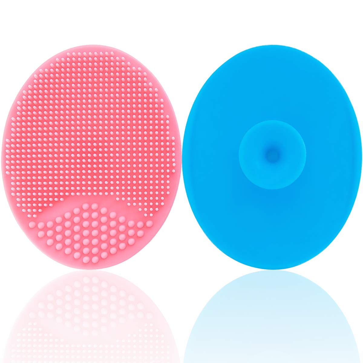 Baby Bath Silicone Cradle Cap Brush/Exfoliating and Massaging Brush/Soft Kids Washcloth (Blue + Pink)