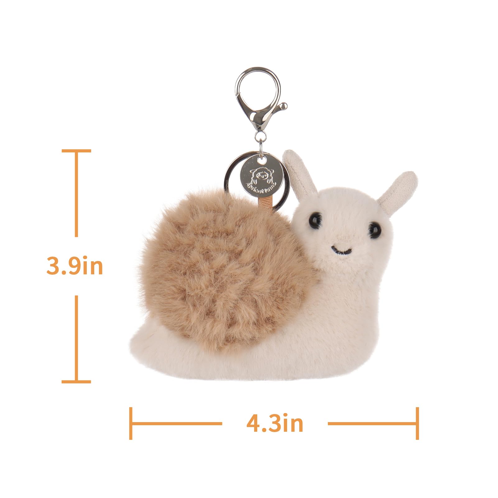 Apricot Lamb Brown Lazy Snail Keychain Stuffed Plush Keychain, Soft Plushies Cute Keychain Toys for Kids' Bag, Backpack, Purse, Brown 4 Inches - Image 4