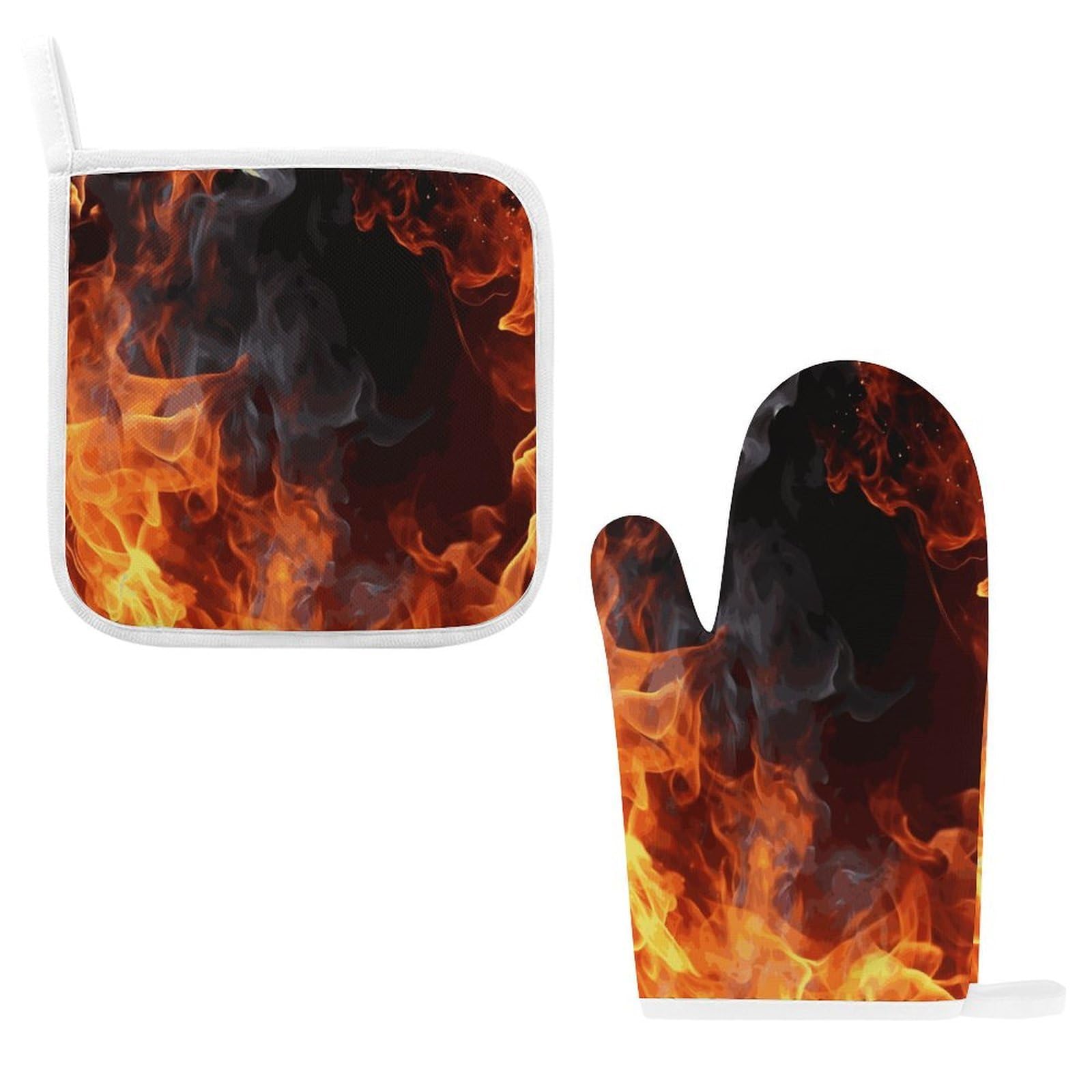 Fodpand Style Fire Flame Smoke Oven Mitts And Pot Holders Sets