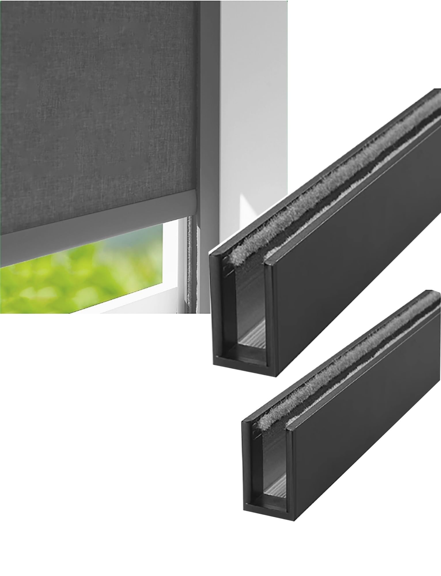 Listwy blokujące światło ze stopu aluminium, 240 cm, czarne, 240 cm, blokujące szczeliny okienne do Roller Bli, skuteczna uszczelka świetlna do sypialni, szyn bocznych, redukcja hałasu, 2 szt
