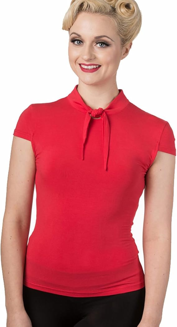 Banned Dancing Days ba Damen Vintage Bluse Free Ride Blusentop Rot