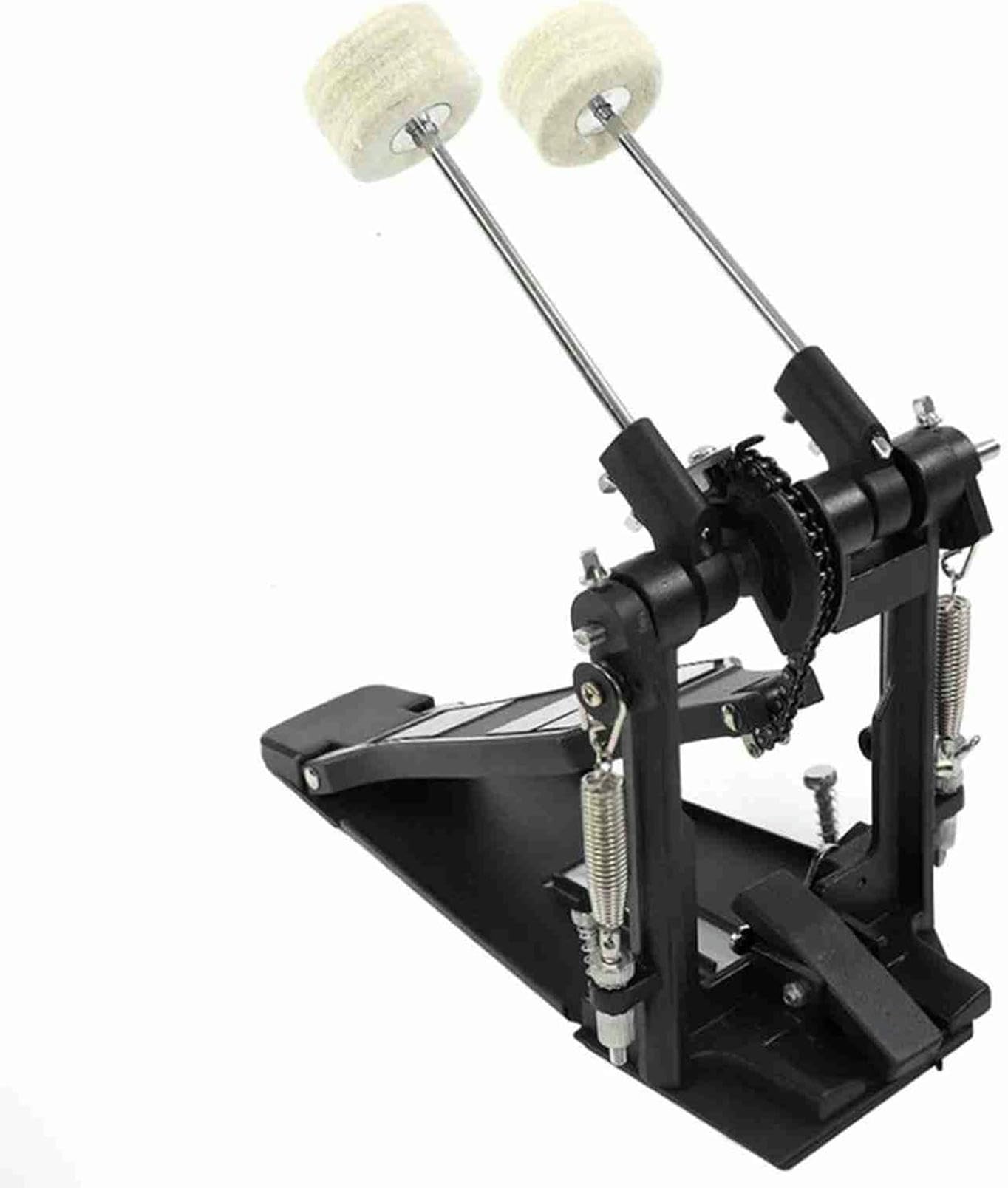 Double pédale de grosse caisse – Système d'entraînement à double chaîne pour une réponse fluide, cadre en métal renforcé pour plus de stabilité et de durabilité
