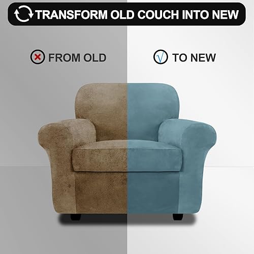 Miniatura 5 de FestiCorp Funda de sofá de terciopelo para perros, fundas elásticas para sofá, fundas gruesas para muebles de mascotas, funda para silla lavable,