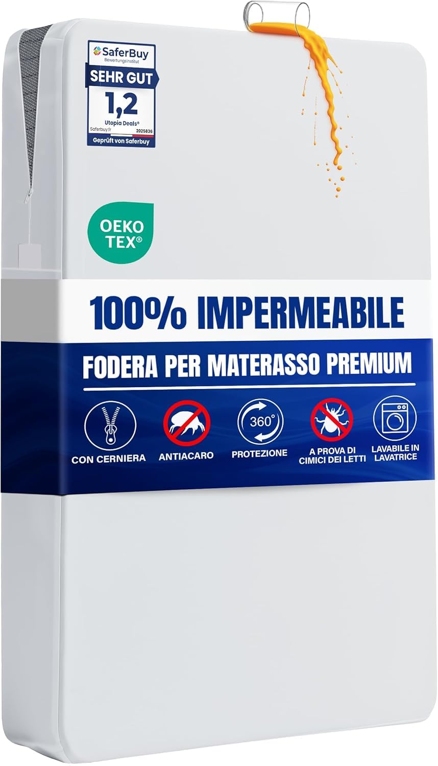 Utopia Bedding Mattress Cover 160 x 190 x 30 cm + m Waterproof with Zipper, Oeko-TEX Certified, Mattress Protector — image 1