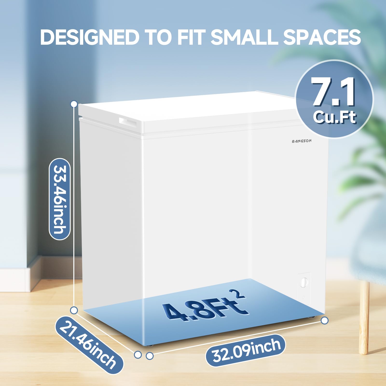 Bangson 7.1 Cu.Ft Chest Freezer, Deep Freezer With Adjustable Thermostat, Top Open Door Freezer With Removable Basket, Quiet Operation, Ideal For Kitchen/Apartment/Office on Fridge.com - View 2