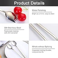 Vista 3 de Juego de 6 tenedores de metal, utensilios de ensalada de acero inoxidable 18/10, cucharas de postre de mango de 7.9 pulgadas de largo, cucharas