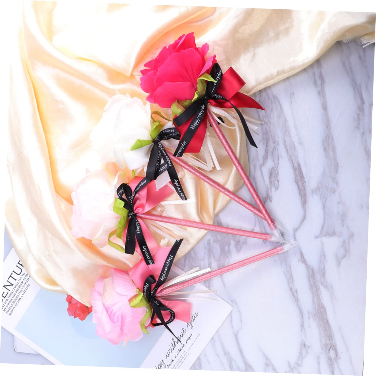 STOBOK Lot De 3 Stylos À Bille Décoratifs Avec Nœud En Forme De Fleur 4 Pièces X 3
