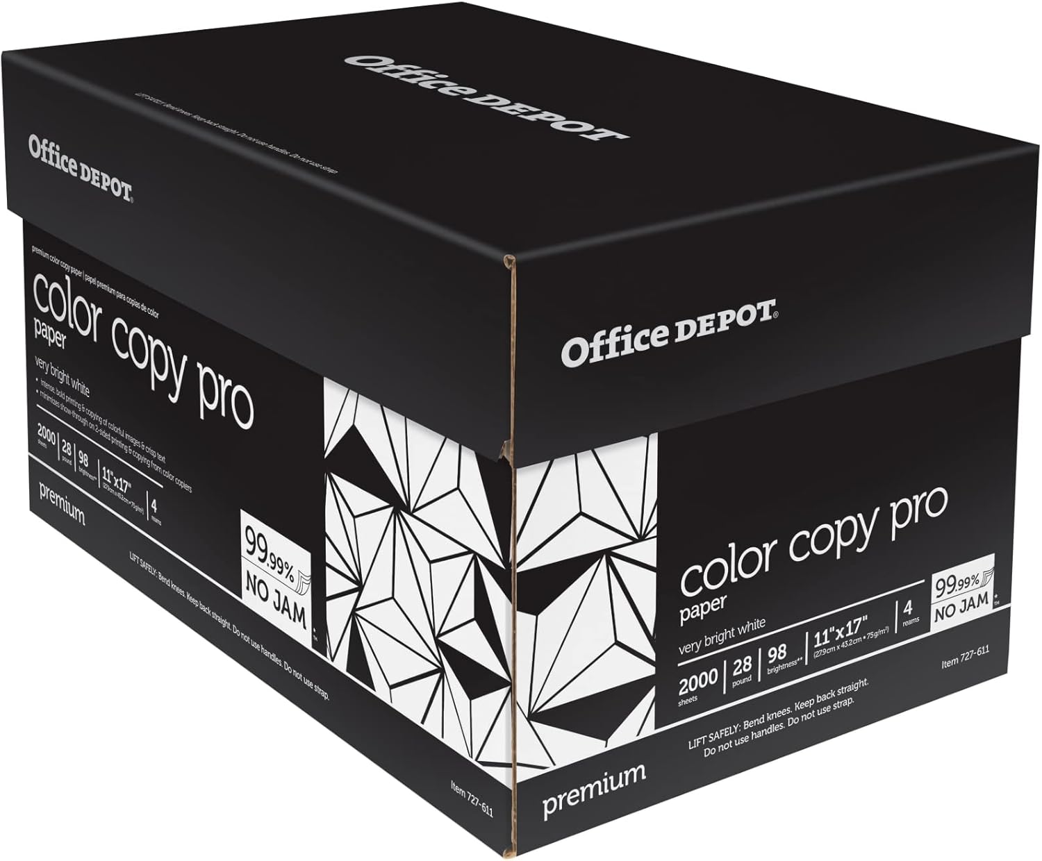 office depot color copy paper, 11in. x 17in., 28 lb, case of 4 reams, 727611