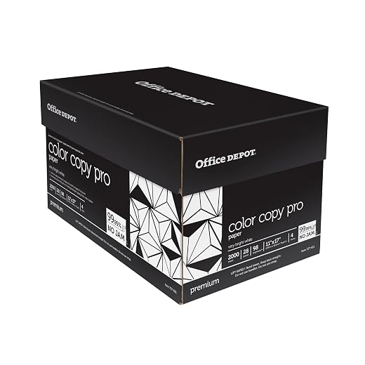 Office Depot Color Copy Paper, 11in. x 17in., 28 Lb, Case Of 4 Reams, 727611