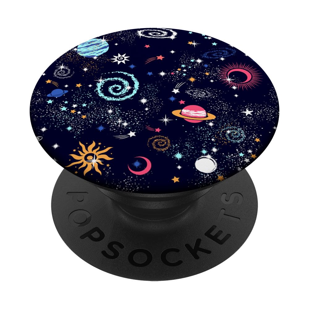Cute Moon Space Galaxy Planets Universe PopSockets PopGrip: Swappable Grip for Phones & Tablets PopSockets Standard PopGrip