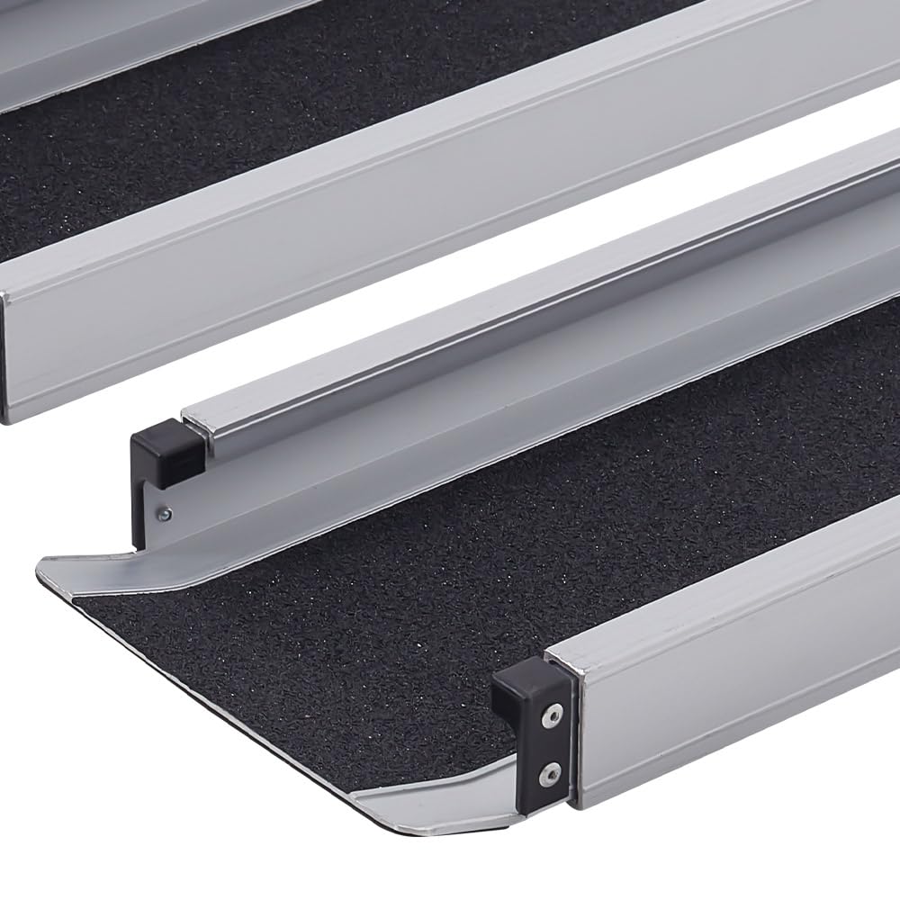 HOMCOM 2PCS Telescopic Wheelchair Ramps, 183L X 19.5Wcm, 270kg, Folding