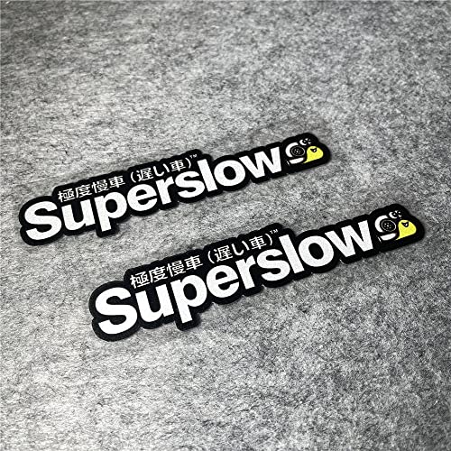 Image of Car Styling Sticker for Japanese Superslow Snail Creative Words Auto Oil Tank Window Body Vinyl Computer Case Motocross Decals (F 20x4.6cm Black 2PCS)