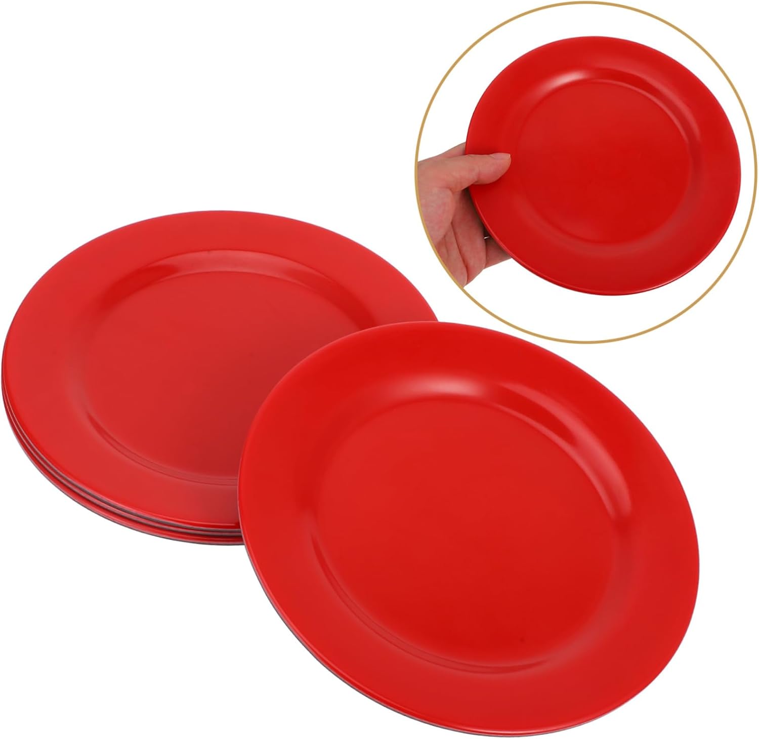 Luxshiny 4pcs Lightweight Dinnerware Round Serving Plates for Outdoor Picnics Camping and Hiking Heat-resistant Easy to Clean Dishes