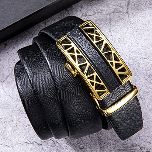 Image of Barry.Wang Mens 2 Pack Ratchet Belts Leather Adjustable 1 3 /8 inch Gift Box