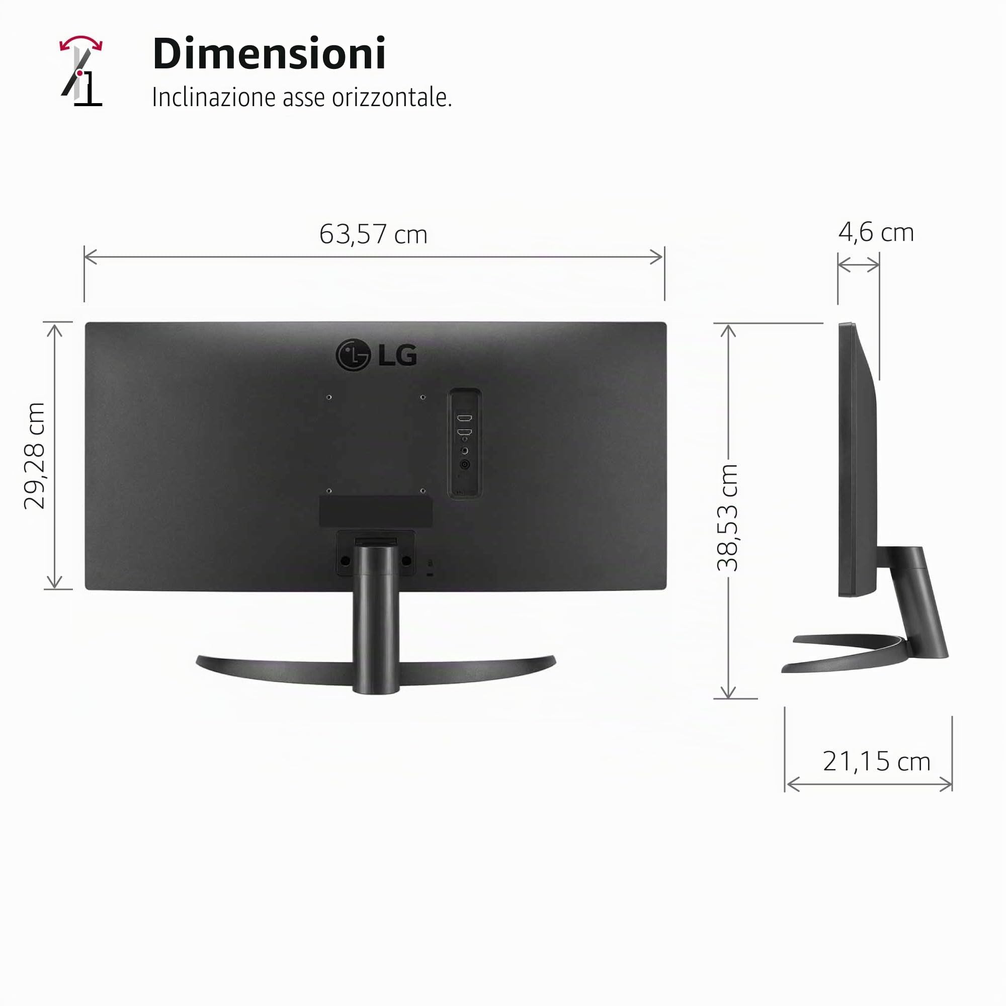 LG 26WQ500 Monitor 26" FHD UltraWide LED IPS HDR 10, 2560x1080, 1ms, AMD FreeSync 75Hz, HDMI 2.0 (HDCP 2.2), AUX, Flicker Safe, Nero