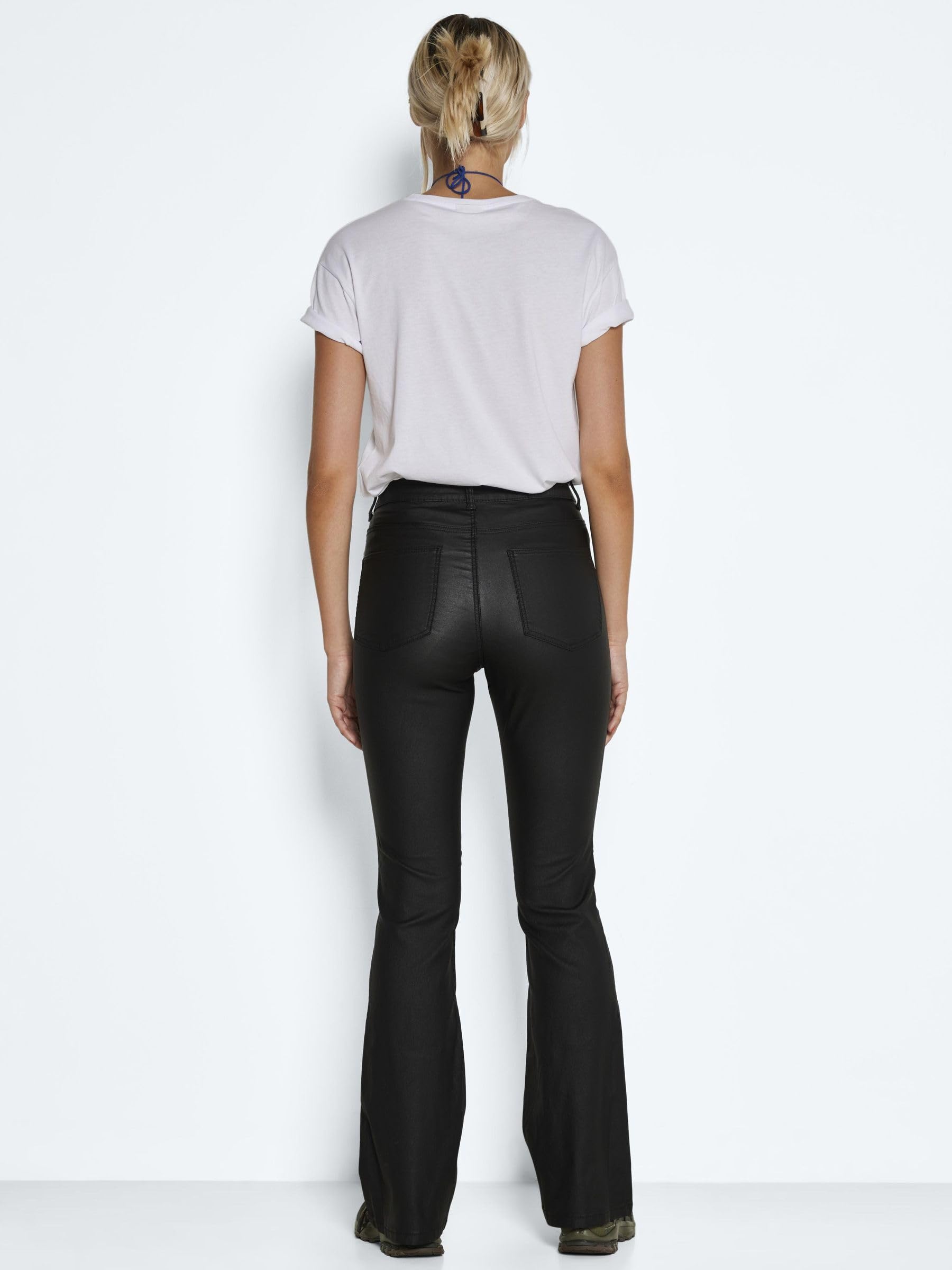 NOISY MAY Damen Nmsallie Hw Flare Coated Pants Noos Hose
