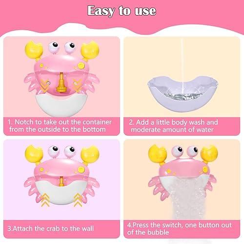 Miniatura 4 de Juguetes de baño de cangrejo para bebé, máquina de baño de burbujas de cangrejo, juguete de baño automático que sopla burbujas y reproduce canciones