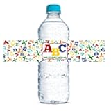 ABC Alphabet Birthday Water Bottle Labels 20 Pack 1.75