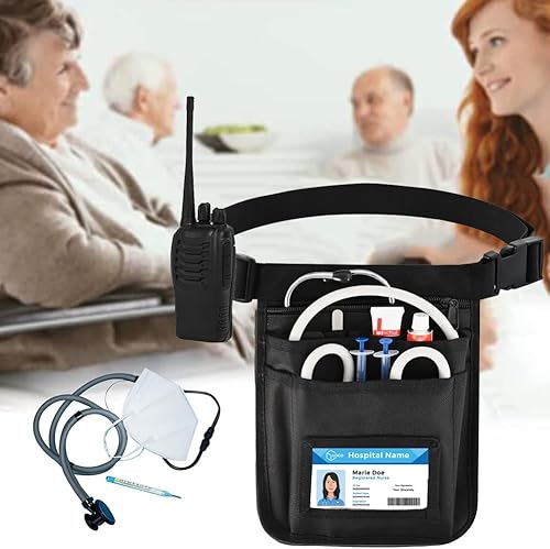 Miniatura 7 de Riñonera de enfermera médica, cinturón de herramientas de enfermería para mujeres, bolsas de enfermería para suministros de trabajo con organizador
