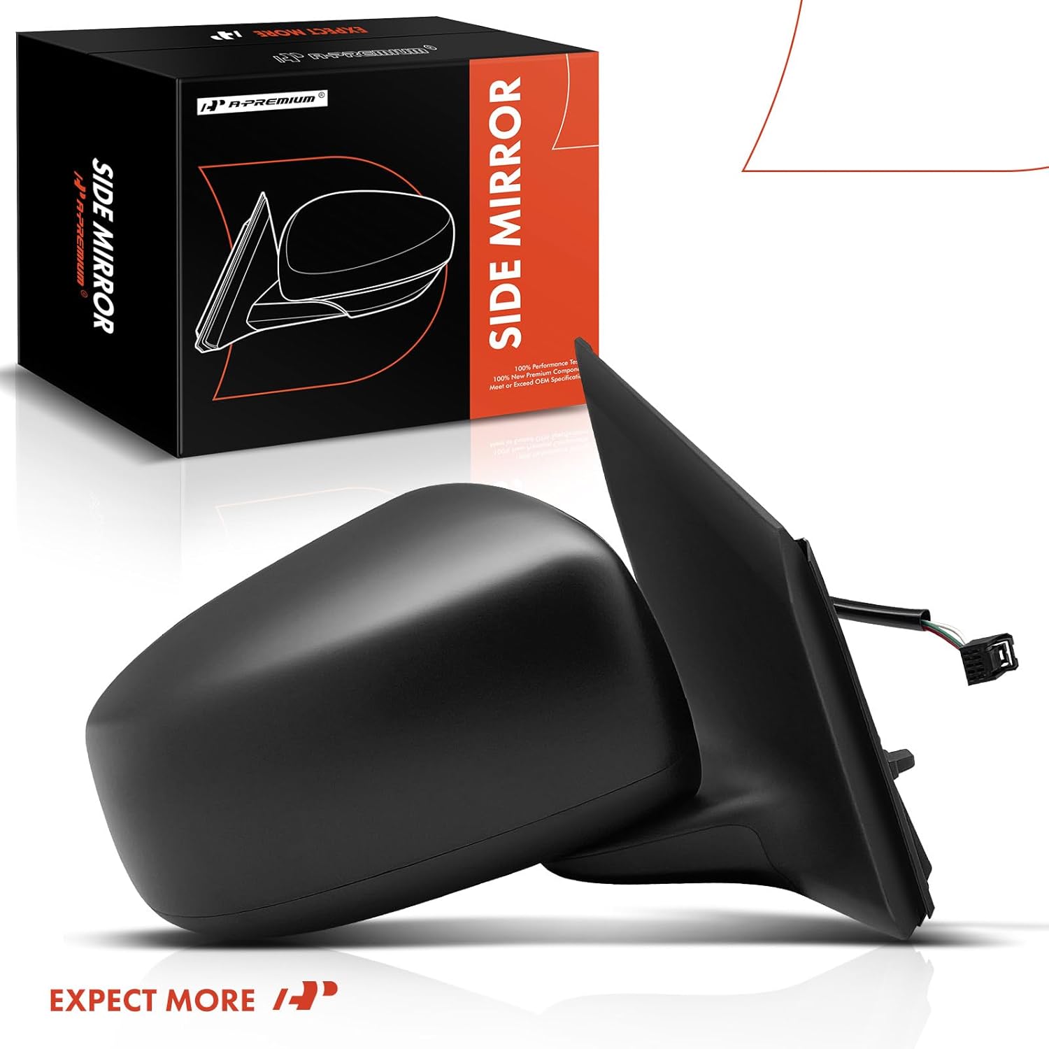 A-Premium Passenger Side Power Door Mirror - Compatible with Mitsubishi Mirage 2014-2015/2017-2022, Mirage G4 2017-2022 - Non-Heated Manual Folding Black Outside Rear View Mirror - Replace# 7632B280