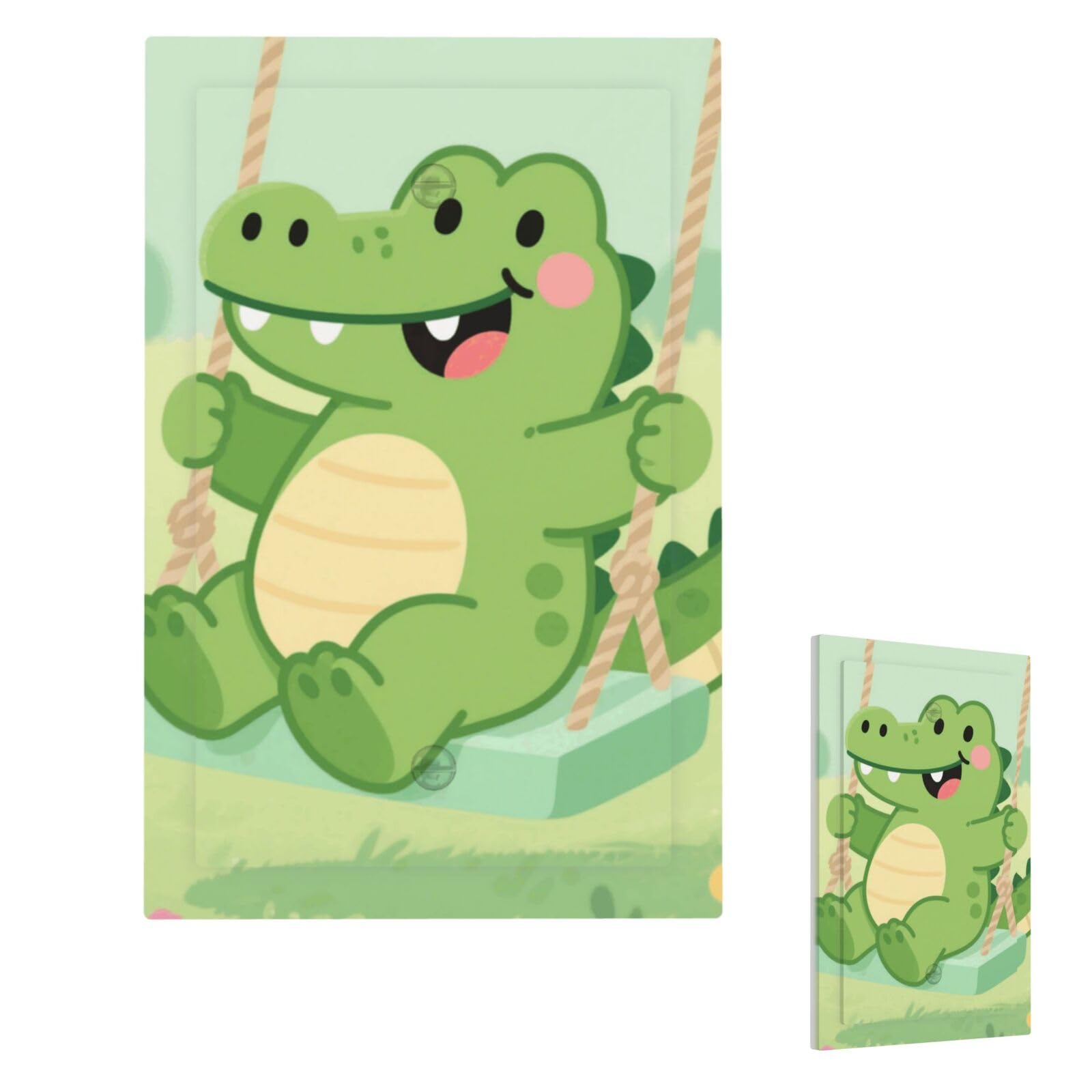 Fekiloot Single Blank Alligator Wall Plate Cover Modern Decorative 1 Gang Light Switch Cover Unbreakable Receptacle Outlet Covers For Living Room Bedroom Home Decor