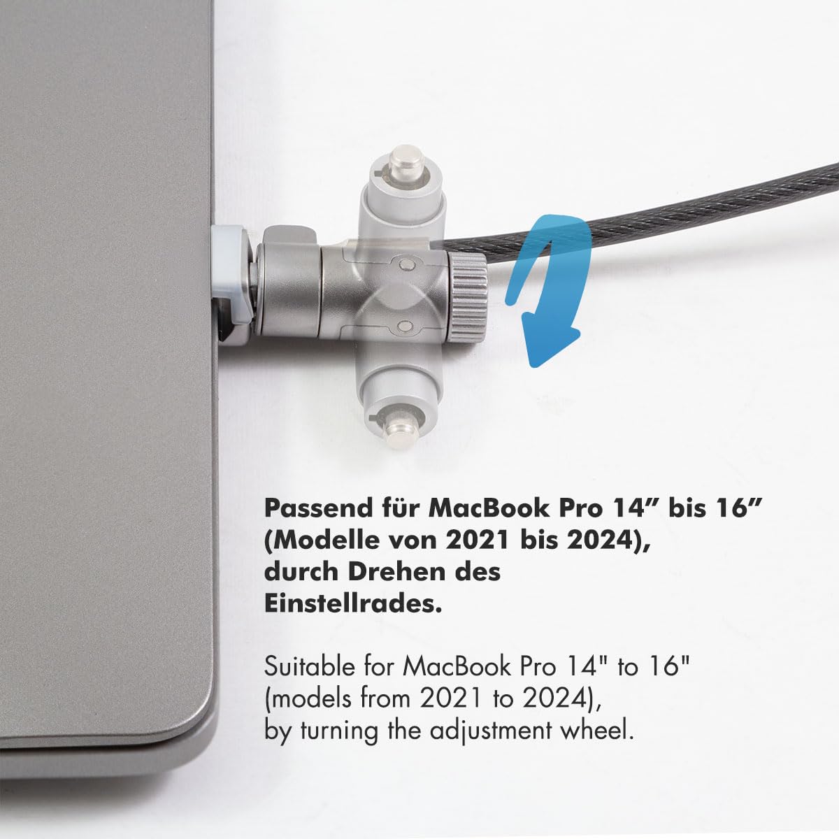 LogiLink NBS015 - MacBook Pro Diebstahlsicherung, 2 m schnittfestes Kabel, 14" & 16" (2021–2024)