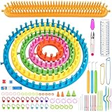 【Idea de regalo de Navidad】Los kits de telar de punto son un gran regalo de cumpleaños de Navidad para su amante, abuela, madre, hija, hermana, amigos, etc. ¡Telar circular con colores vibrantes, les gustará a los adolescentes y adultos! Tejido súper fácil y rápido en telar para principiantes y profesionales.
