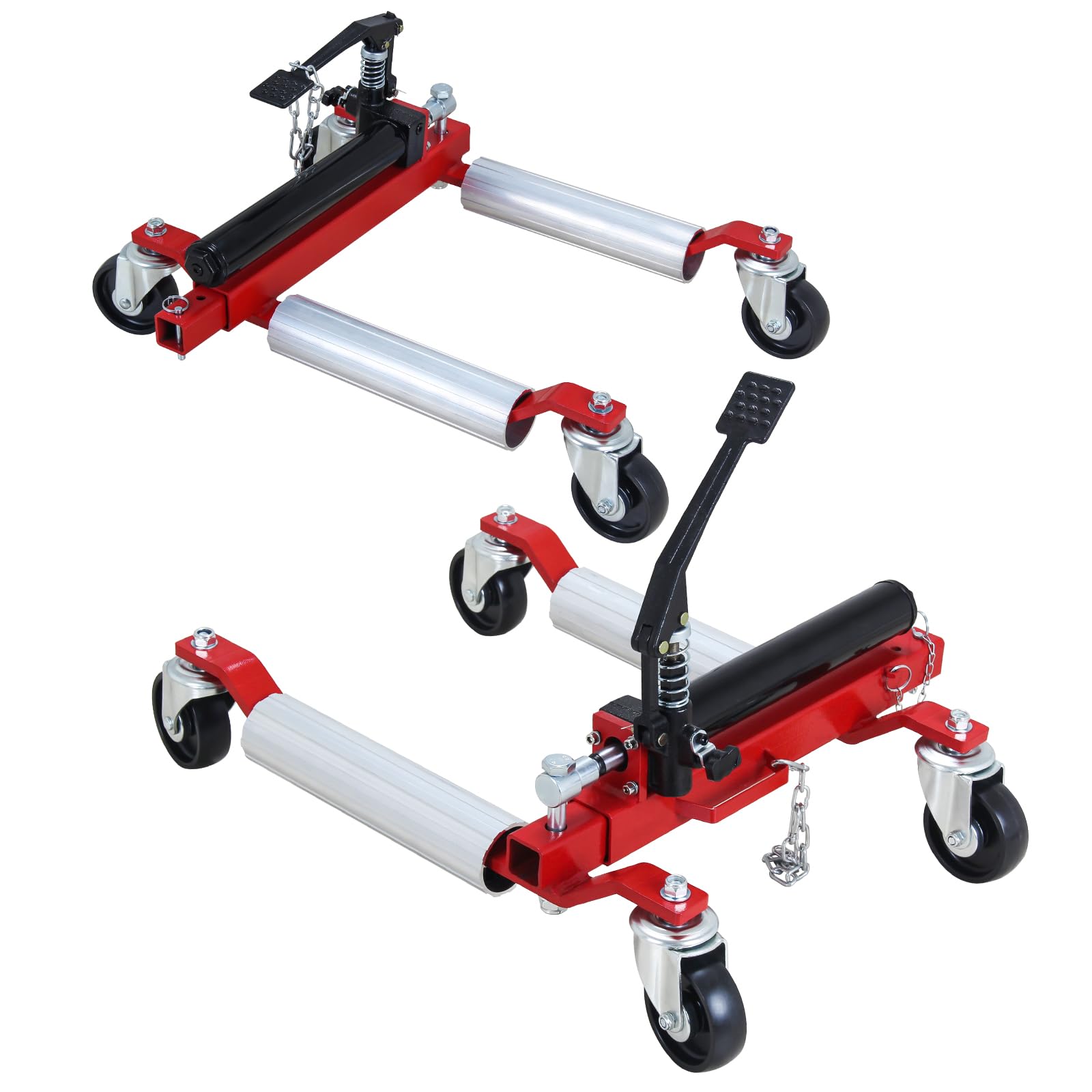 Migoda Wheel Dolly, Car Dolly Set of 2 for Vehicle Positioning, 1500lbs Capacity Car Wheel Dolly with Hydraulic Tire Jack and Ratcheting Foot Pedal for Car, Truck and Trailer Maintenance and Repair