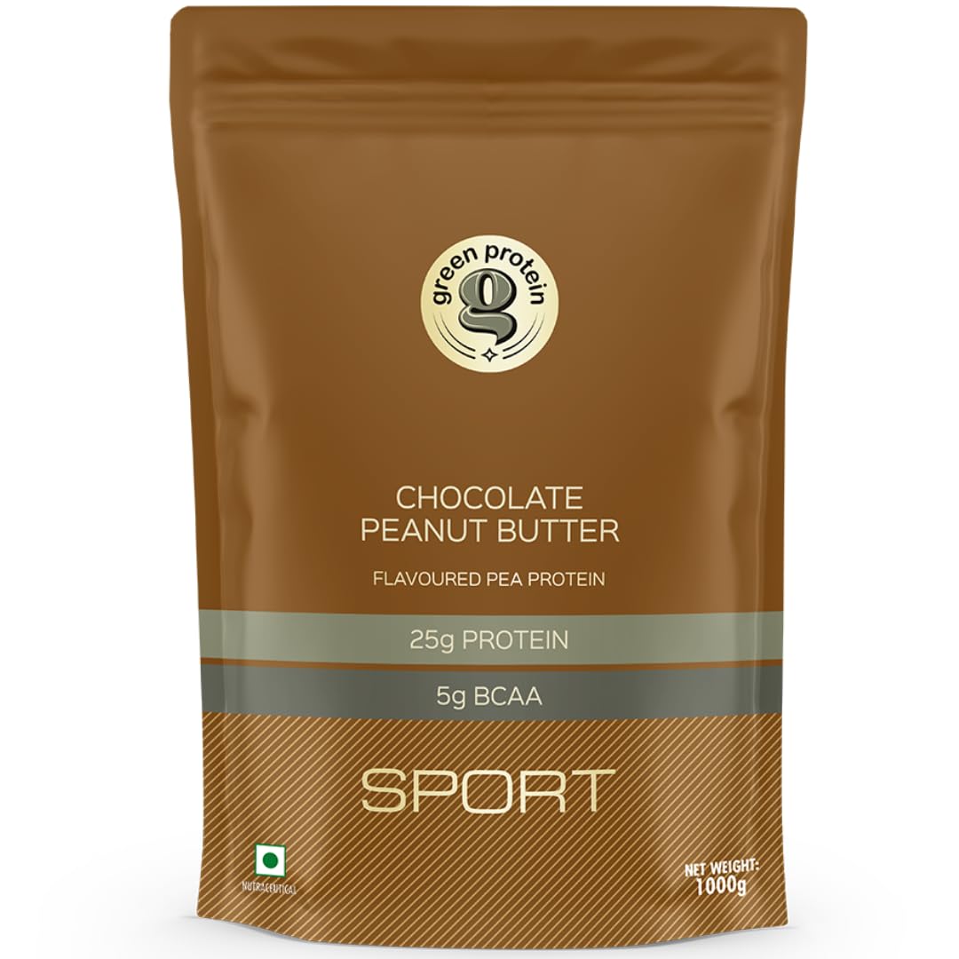 GREEN PROTEIN Sport Protein Isolate Powder, 100% Vegan 25gm Plant Protein (Chocolate Peanut Butter (1kg))
