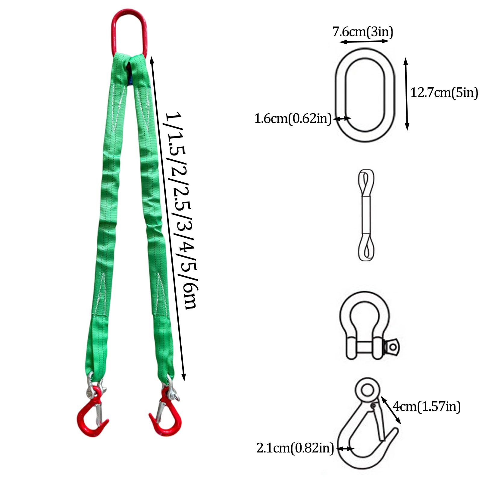 Hochbelastbares 2-strängiges Gurtgehänge, Set aus Polyester-Hebegurten, 4409 lbs Tragfähigkeit, Anschlagmittel für Industrie und Bauwesen(3 tons,1m)