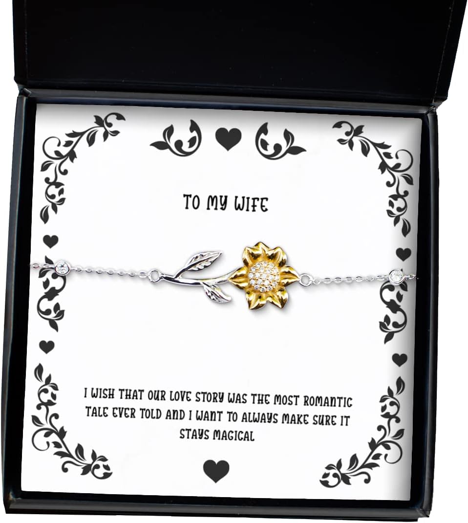 Krumfortable Living New Wife, I Wish That Our Love Story was The Most Romantic Tale Ever Told and I Want to, New Holiday Sunflower Bracelet from Wife