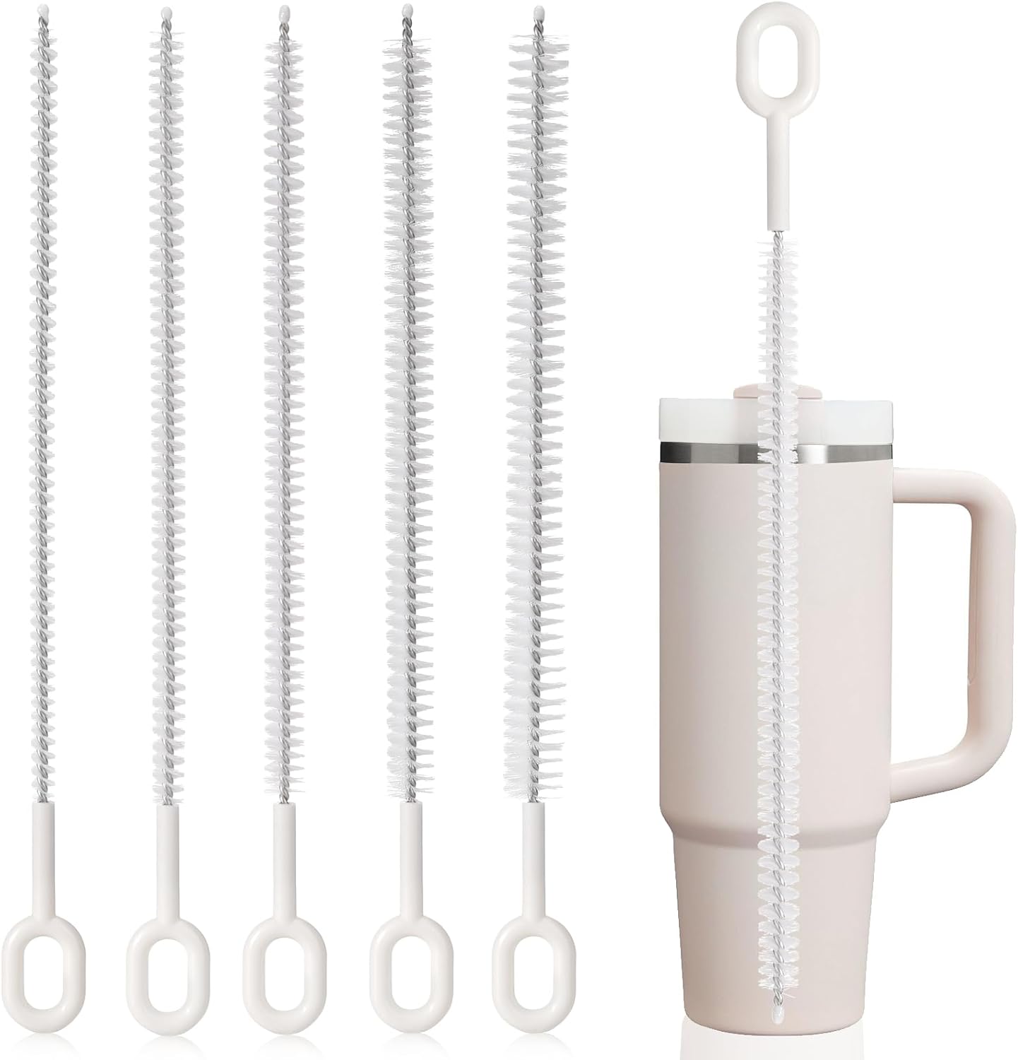 Zestaw szczotek do słomek 5 sztuk szczotki do czyszczenia słomek na kubki Stanley 6 mm 8 mm 10 mm 12 mm 14 mm pełne pokrycie włosiem duży uchwyt