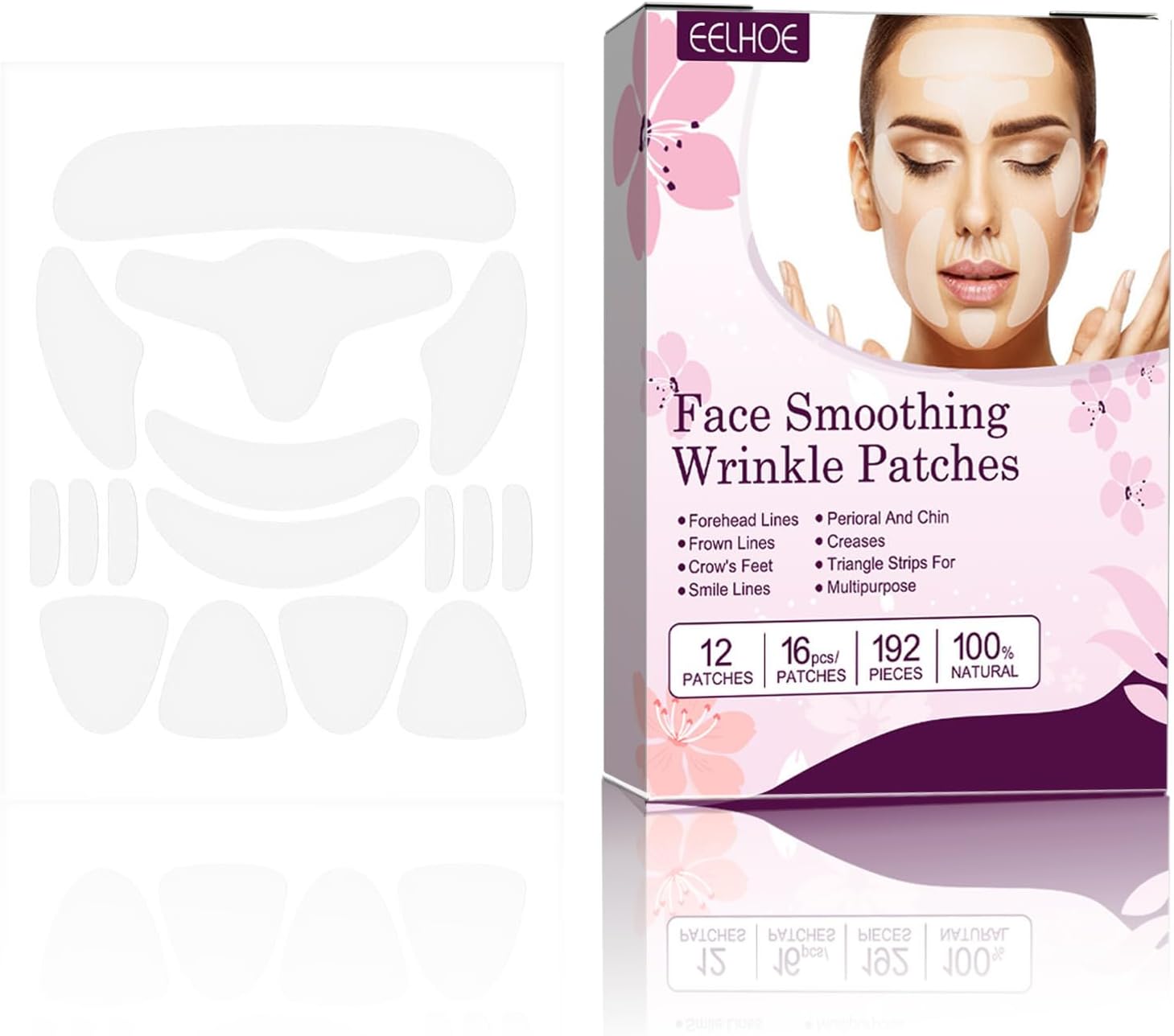 192PCS Face Wrinkle Patches – Anti-Wrinkle Face Tape for Forehead, Eyes, Cheeks & Smile Lines – Soft & Clear Design for Overnight Use