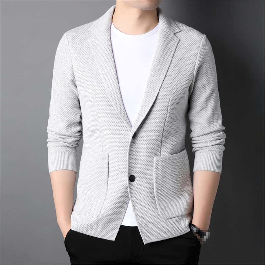 Suéter de otoño de los hombres Cardigan cuello grueso abrigo de punto dos botones ropa de moda casual, As Shown, XXXL