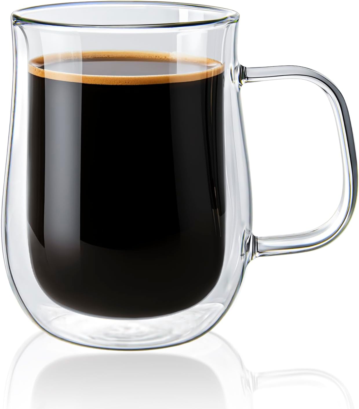 Double Walled Glass Coffee Mugs 16 OZ, Borosilicate Glass Coffee Cups Set of 2 with Spoons, Insulated Clear Coffee Mug for Hot Beverages, Cappuccino, Latte, Tea Bag. - Image 8