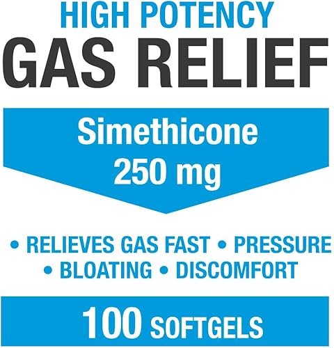 Miniatura 3 de Cápsulas blandas de alivio de gases de máxima resistencia con simeticona de 250 mg para aliviar la presión, la hinchazón y las molestias dolorosas