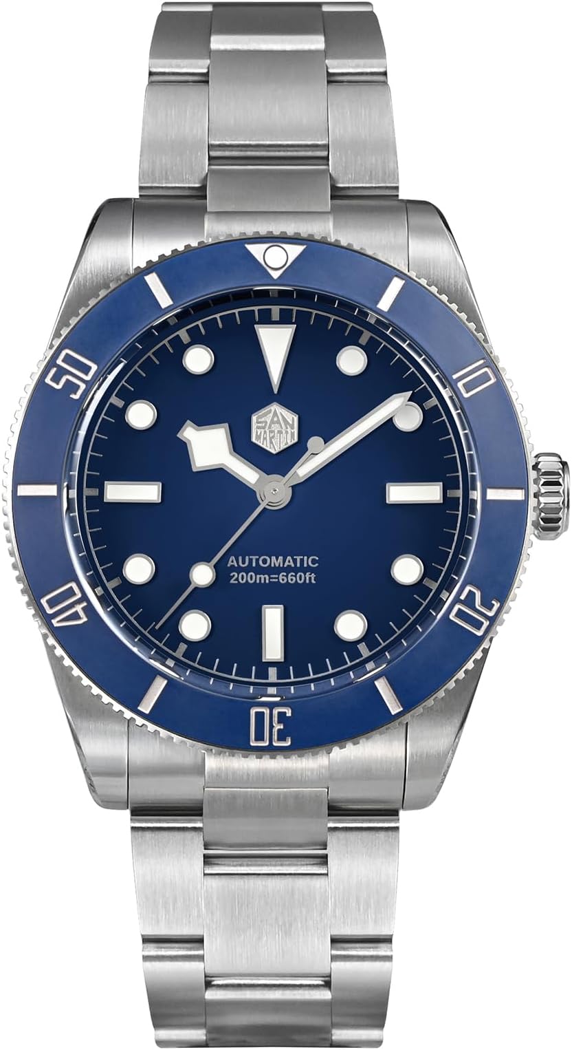 San Martin Men Watch SN0138G, 37mm 20Bar Diver Watch NH35 Automatic Mechanical Luxury Diving Waterproof BB54 Vintage Wrist Watch