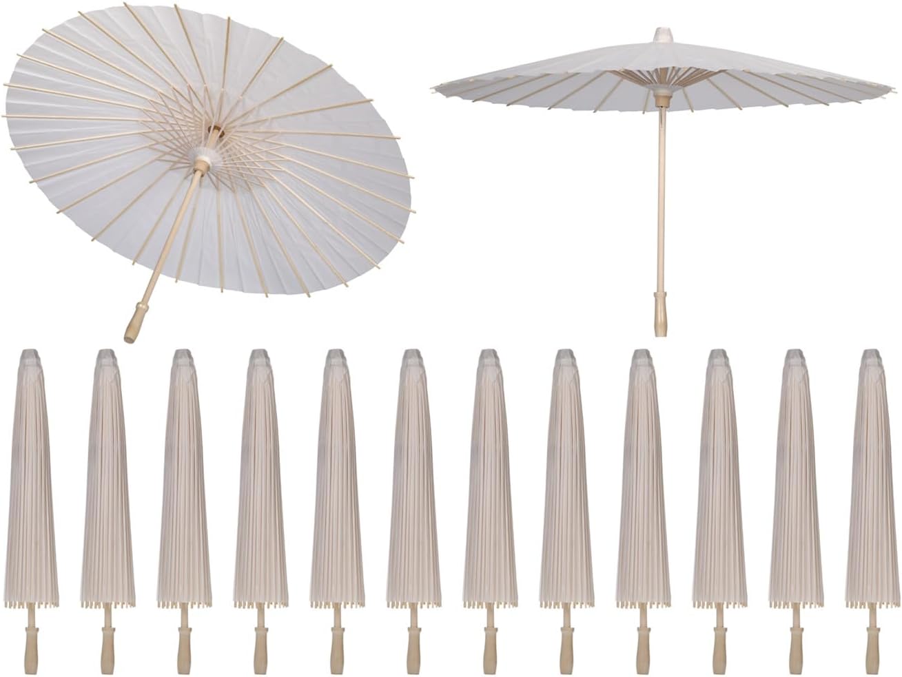 12 Pack 33 Inches Paper Parasol Umbrella for Wedding, Party, Costume, Decoration, Craft