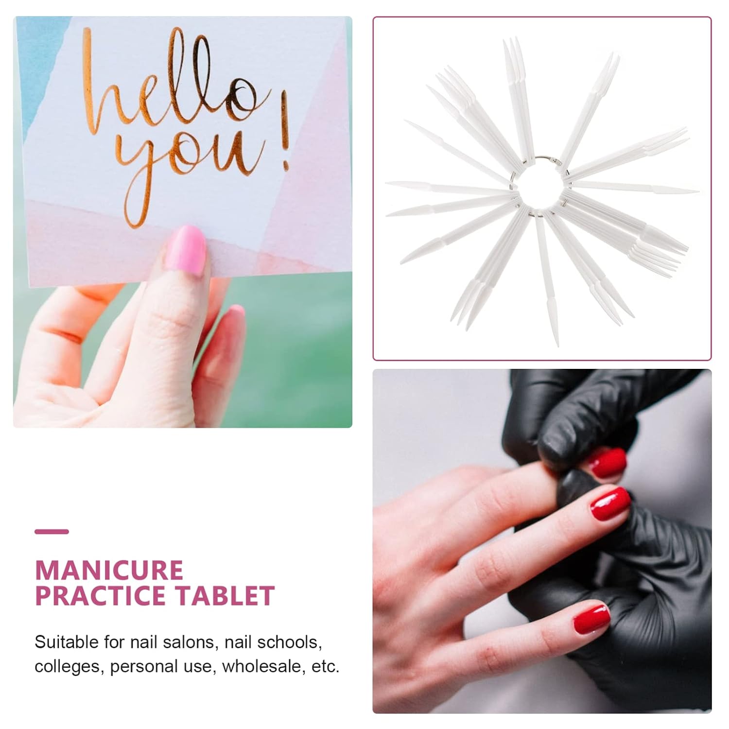 CALLARON 150Pcs Fan Shape Nail Art Display Tips Practice Color Sticks for Nail Tech Supplies for Salon Use and DIY