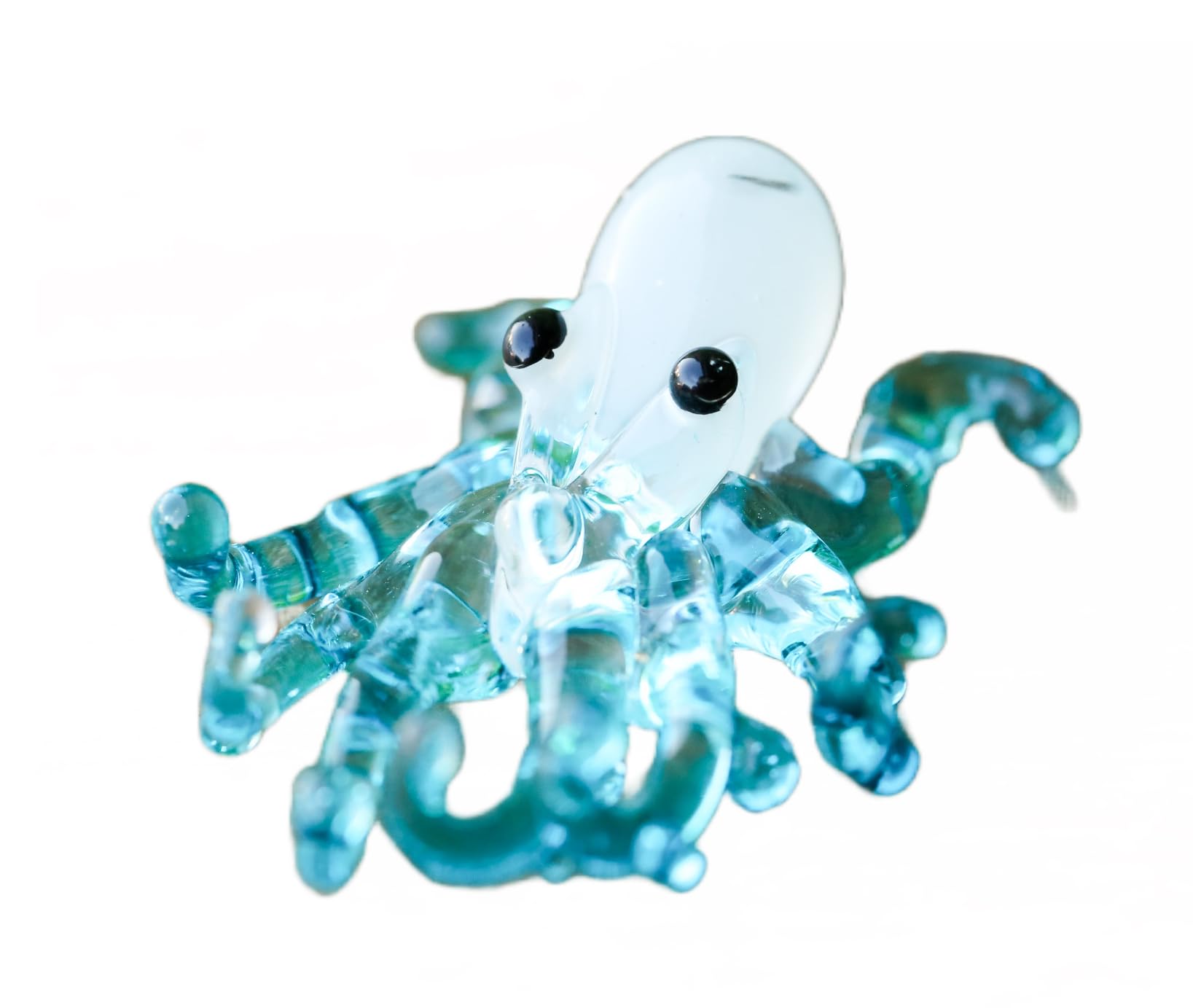 Redchocol8 Turquoise Redchocol8® Handmade Tiny Miniature Little Glass Octopus Figurine Gloss Garden Home Decor Ornament Gift Terrariums