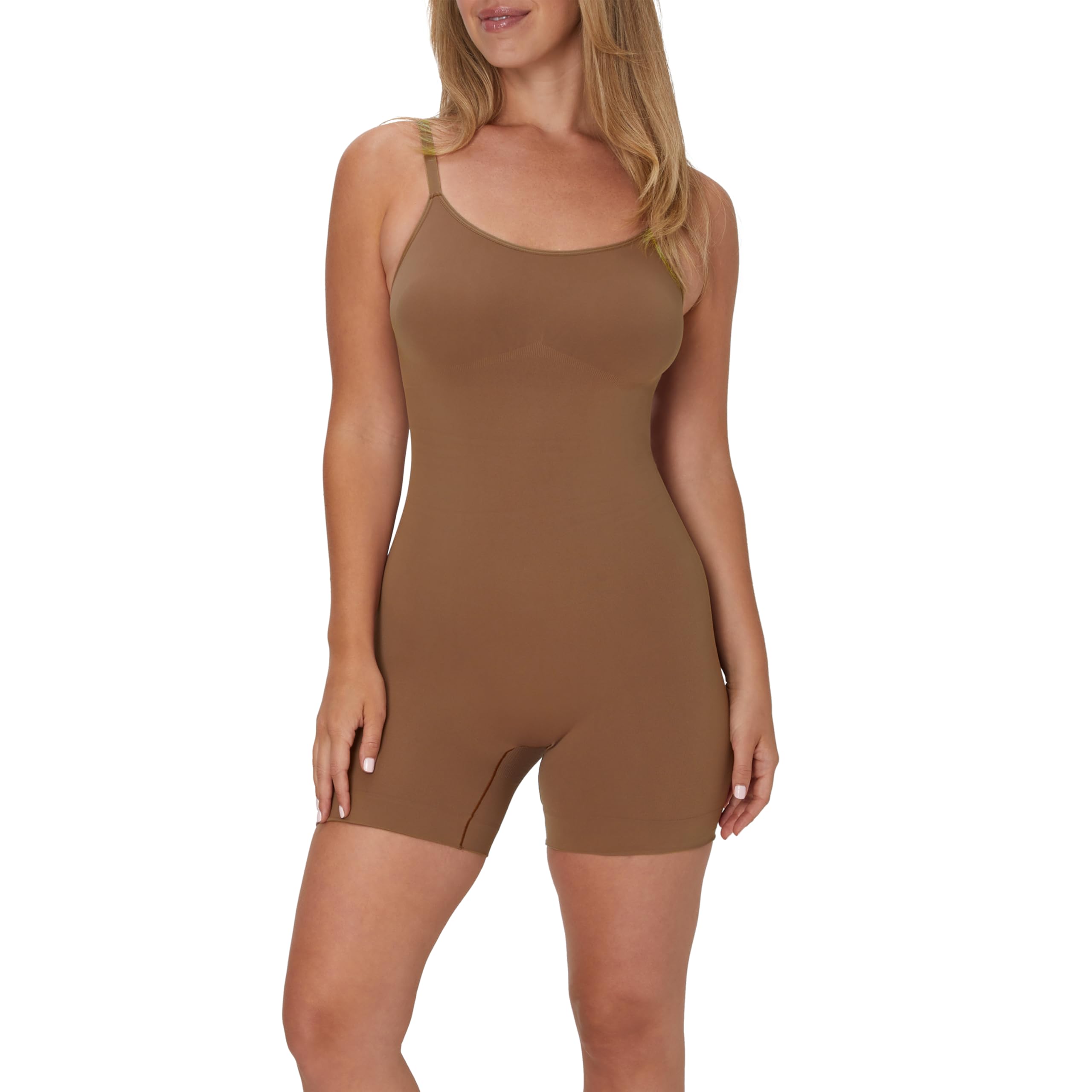 Maidenform womens Seamless Romper Shapewear, Soft & Lightweight Firm Control Shaping Romper, Bronzed Chestnut, S