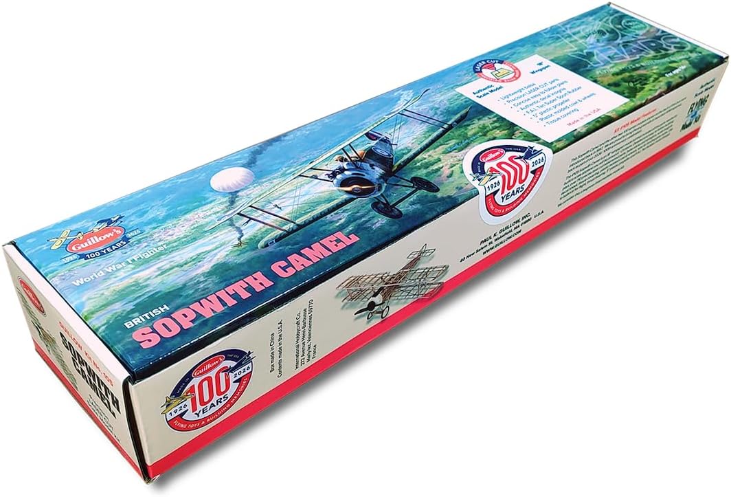 Guillow Sopwith Camel WWI Laser-Cut Balsa Wood Model Airplane Kit, 18"