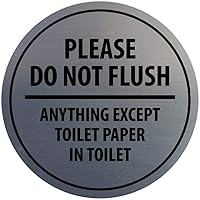 Vista 8 de Signs ByLITA Circle Please Do Not Flush Anything Except - Letrero de pared o puerta de papel higiénico - Cinta adhesiva de espuma de doble cara