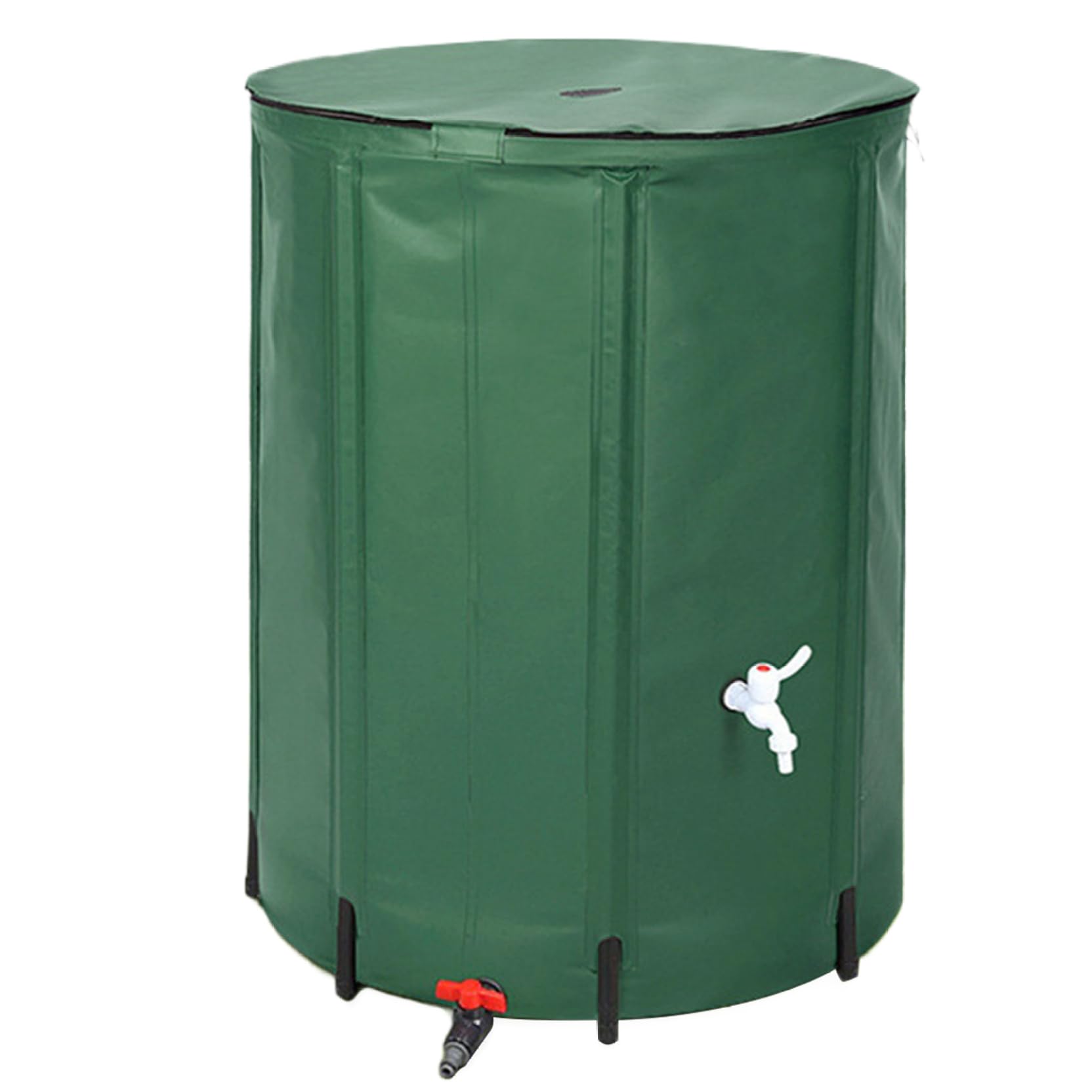 Barile per la raccolta dell'acqua piovana pieghevole da 13 galloni/50 litri in PVC con rubinetto e foro di troppopieno Chiusura con cerniera Serbatoio di stoccaggio dell'acqua finemente sigillato