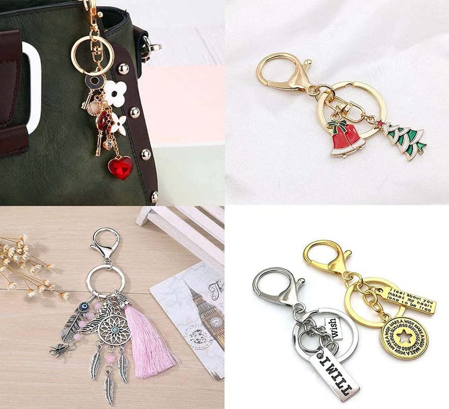 Image of DIY Crafts 50 Sets, Silver, Metal Larger Lobster Clasps Extension Chain Hooks, D Rings, Slide Buckle for Keychain Key Rings Clip Connector Bags Art Crafts Jewel (50 Sets, Silver)