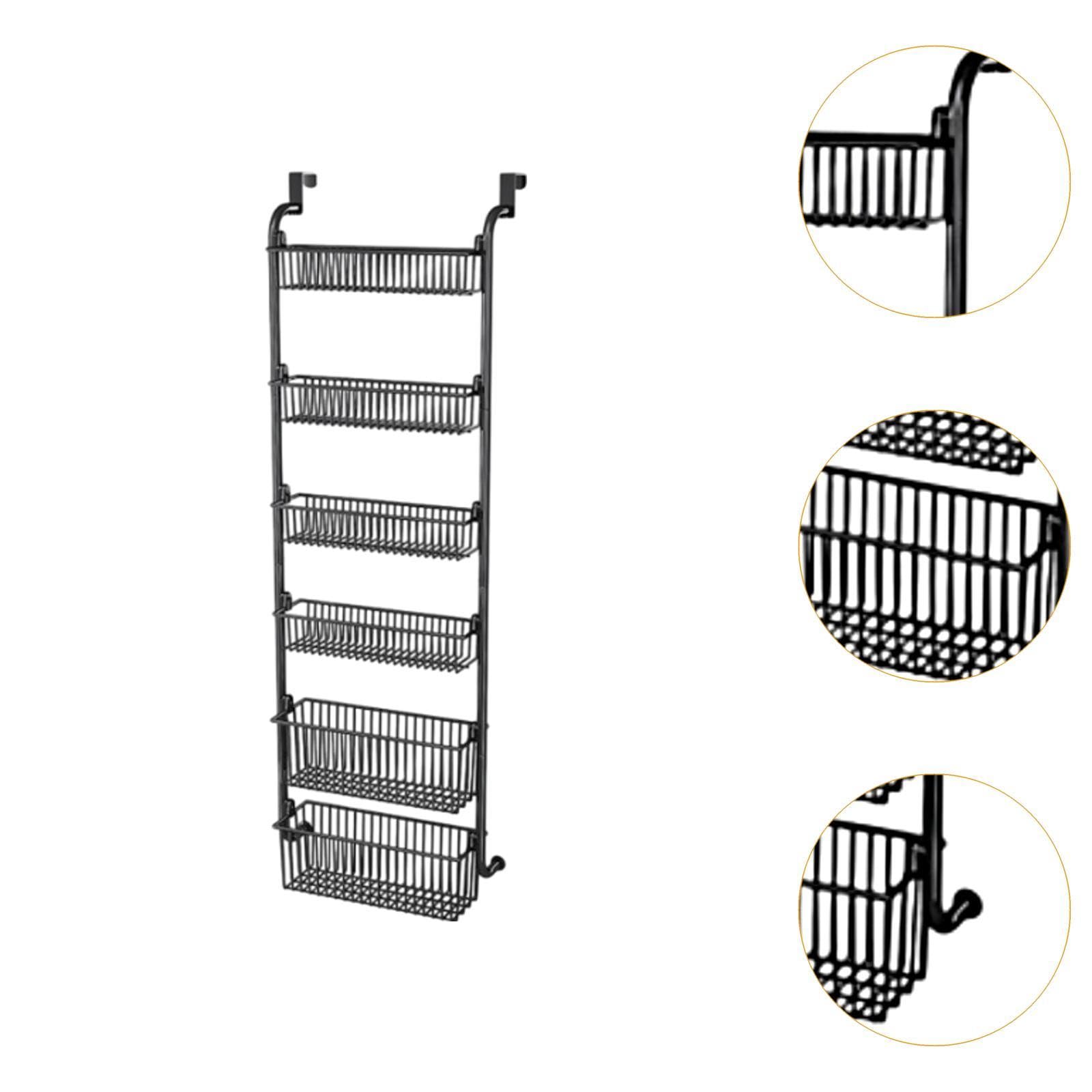 Organisateur De Rangement sur Porte De Door avec Paniers,Noir 6 Niveaux h 139cm