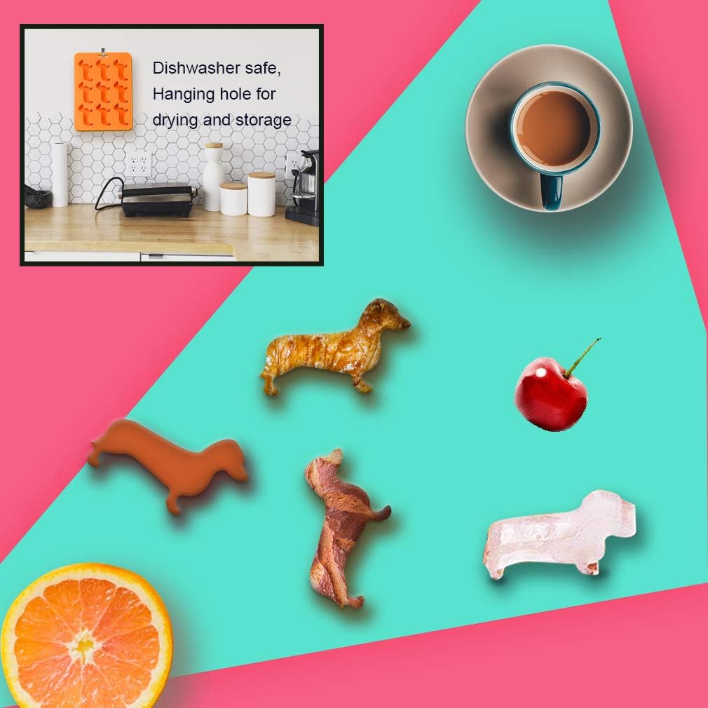 Dachshund Ice Cube Trays BPA Free 3 Pack Easy-Release and Stackable 9-Ice Trays Flexible Silicone Ice Cube Tray Weiner Dog Shape for Ice Cube Chocolate Baby Food Making (3 pack)