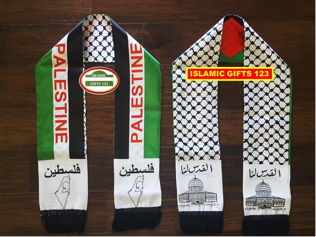 Palestine Flag Scarf Silk Neck Scarf Palestinian Scarfs Arab Gifts Palestine Bandana 6 X 53 Inch Ramadan Gifts