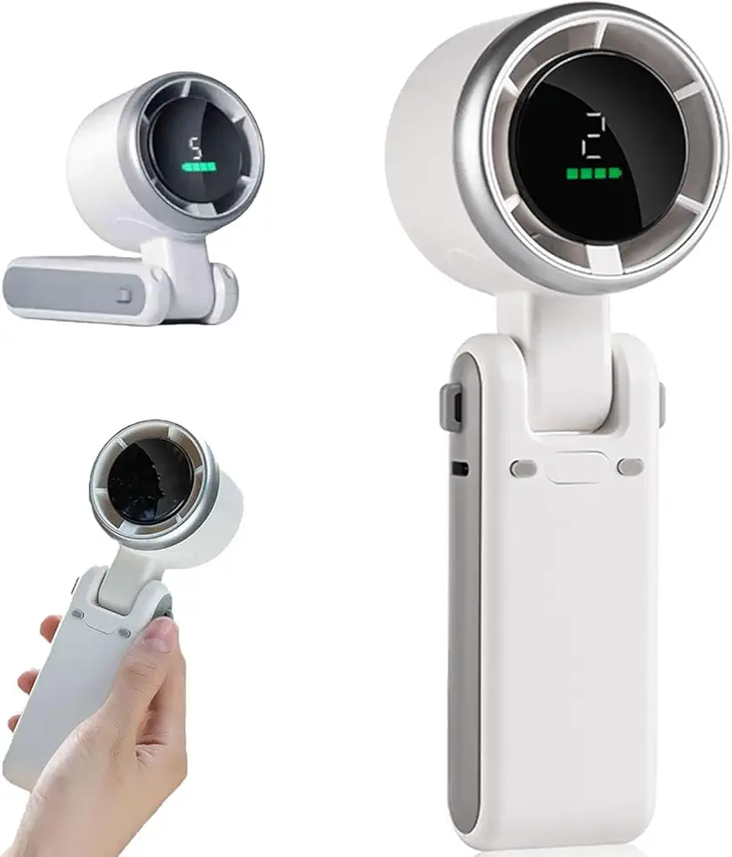 BEMMY Ventilador de Mão Portatil Recarregavel 3600mAh, Mini Ventilador Turbo Dobrável