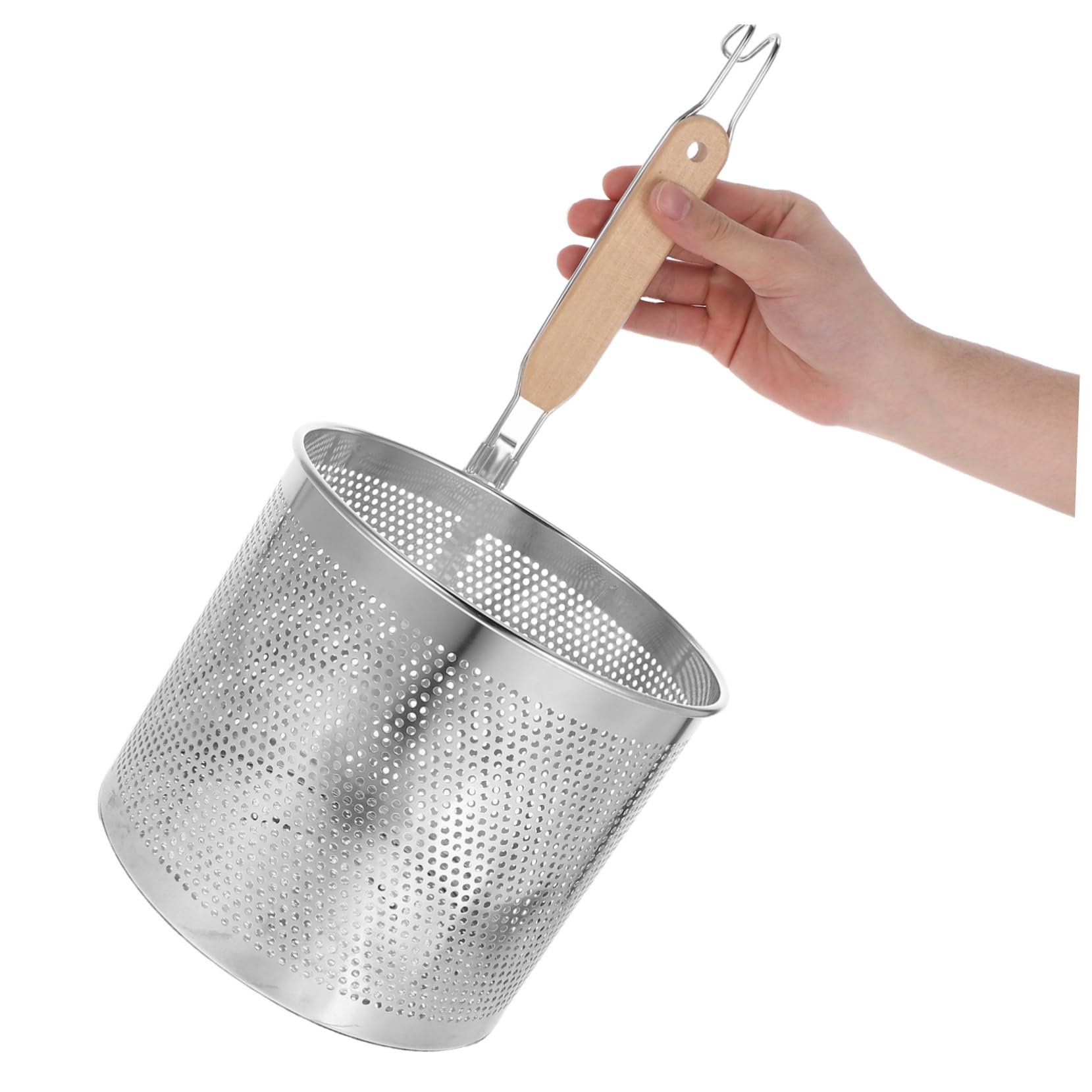 Edelstahl Nudelsieb mit Langem Griff, Feinmaschig, Silber